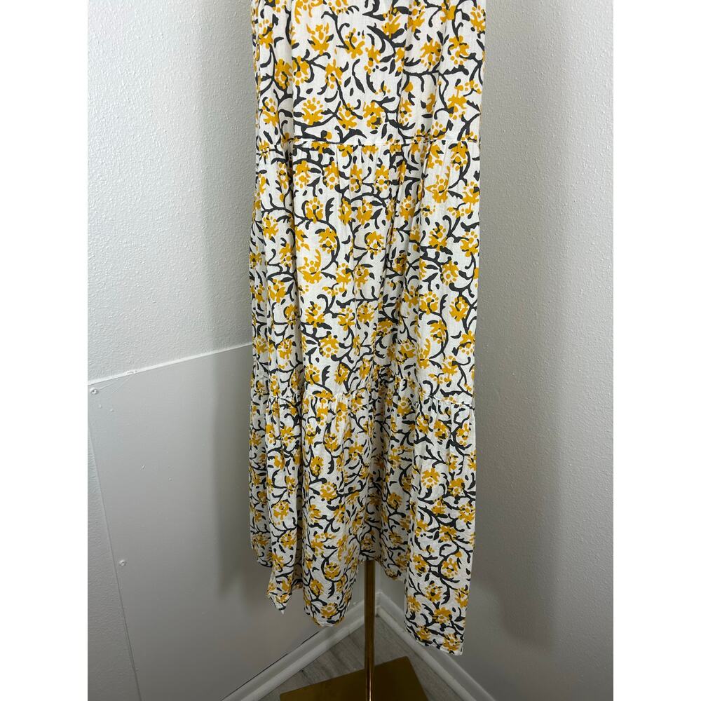 Lilla P Peplum Seam Tiered Floral Tank Midi Dress Yellow XS - Picture 3 of 8
